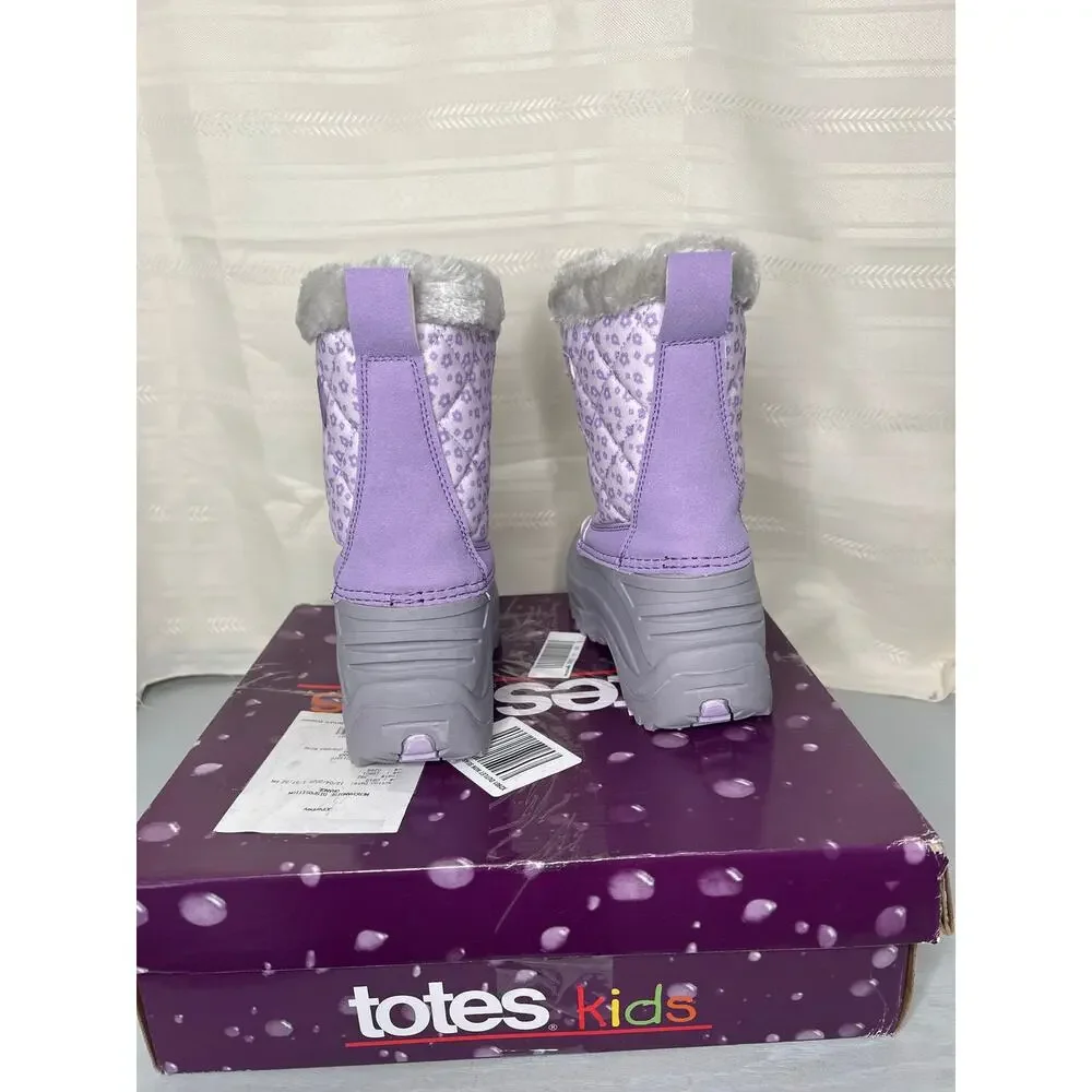 Totes Jenna Waterproof Insulated Winter Boots Purple/Grey Girls Size 4